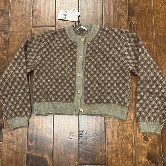 ZARA Rare Wool-Blend Knit Cardigan NWT – Gold Button Jacket – Size L - Picture 15 of 16